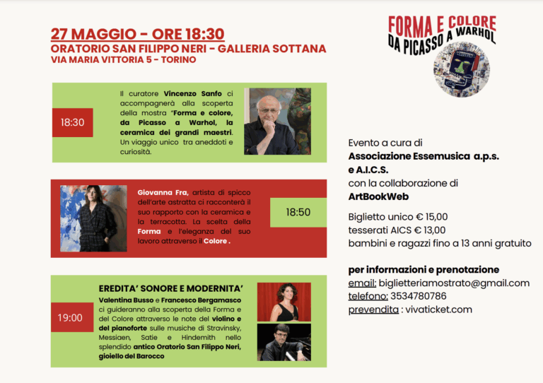 “Forma e Colore: da Picasso a Warhol” – Un Viaggio tra Arte e Musica all’Oratorio San Filippo Neri